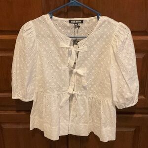 Steve Madden White Eyelet Blouse with Bows